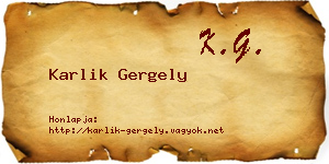 Karlik Gergely névjegykártya